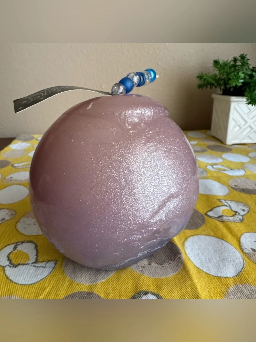 Northern Lights Candles Shimmers light purple glittery round candle
